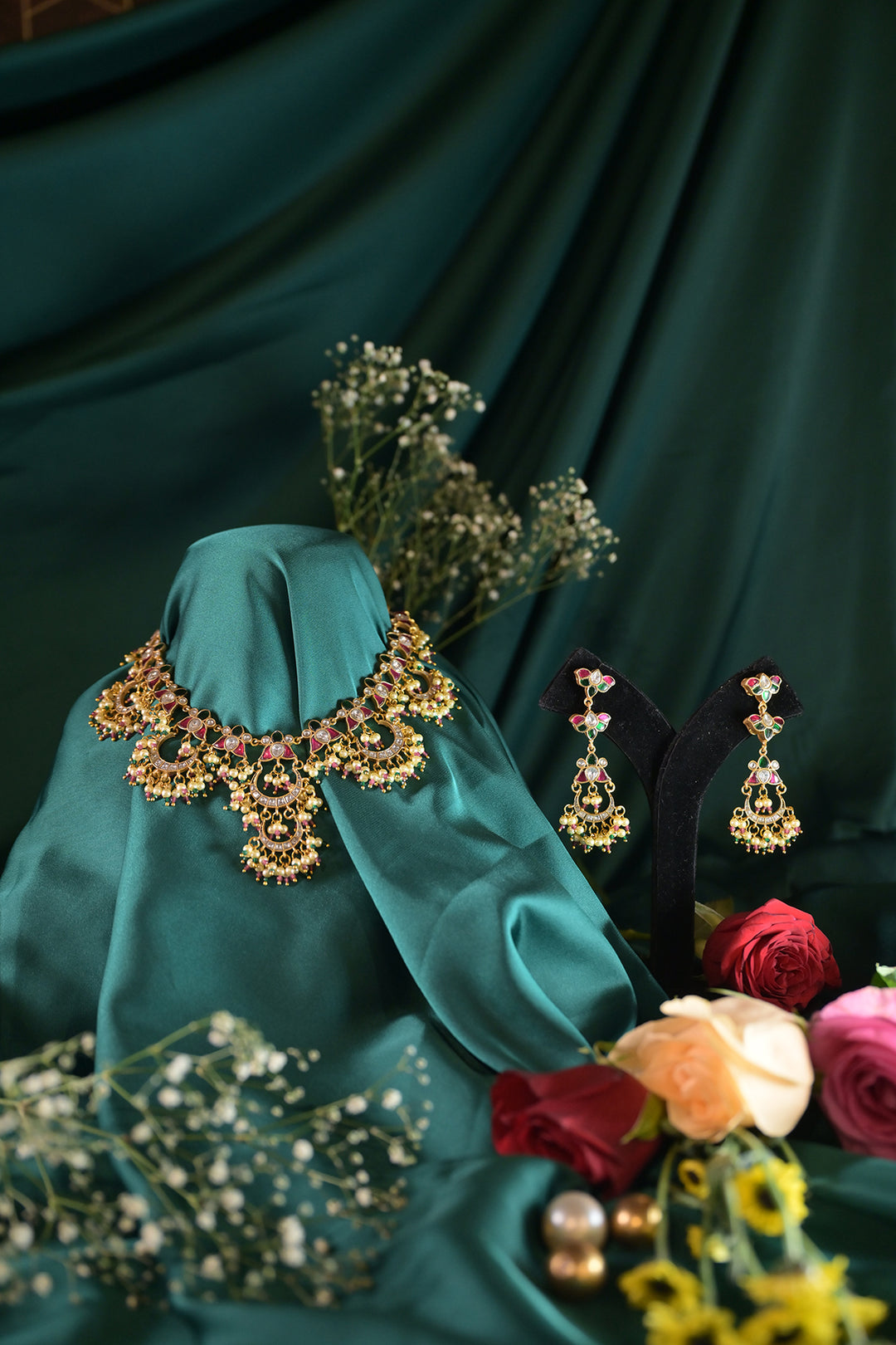 Radhika Chaandbali Multicolored Statement Jadau Necklace – Swan Jewels