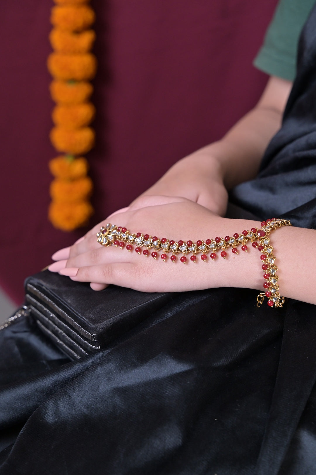 Mantra Ruby Kundan Pearl Bridal Hathpools