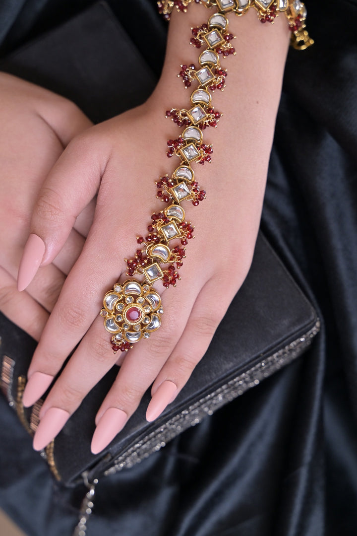 Vidhi Ruby Kundan Pearl Bridal Hathpools