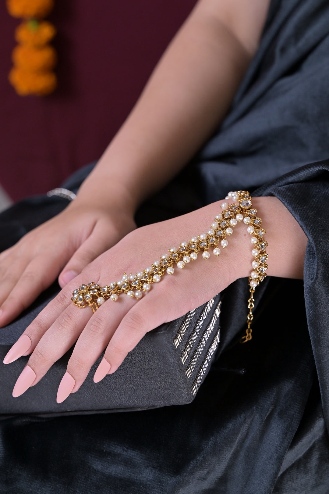 Mogra Kundan Pearl Bridal Hathpools