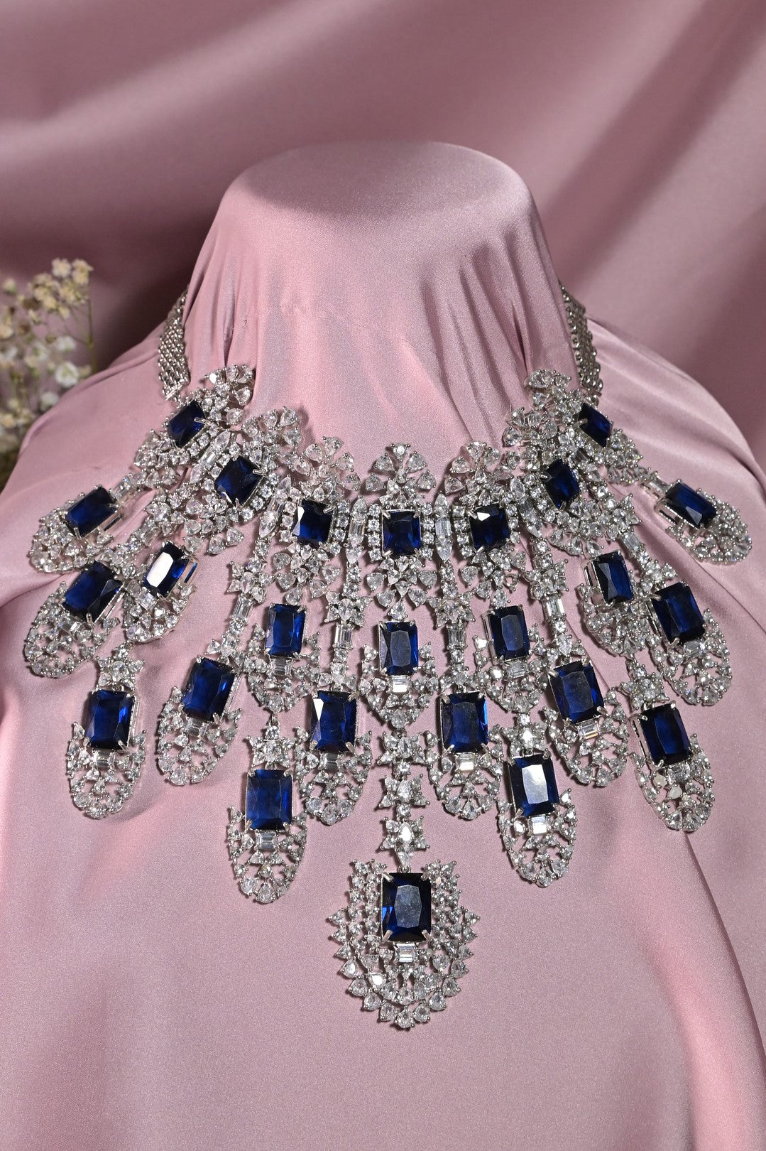 Rajwadi Sapphire Cocktail Diamond Necklace