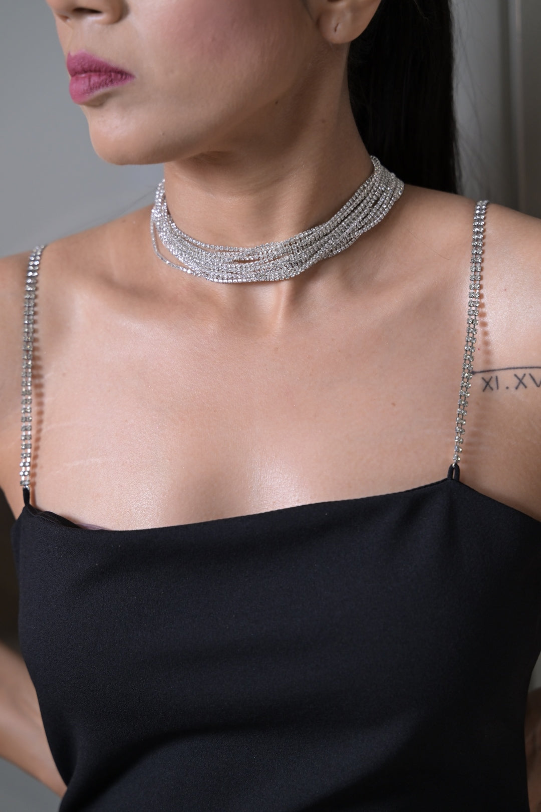 Diamond Multi Chain Cocktail Choker Necklace