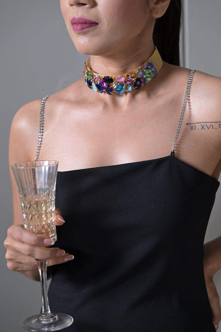 Gemstone Golden Club Choker Necklace