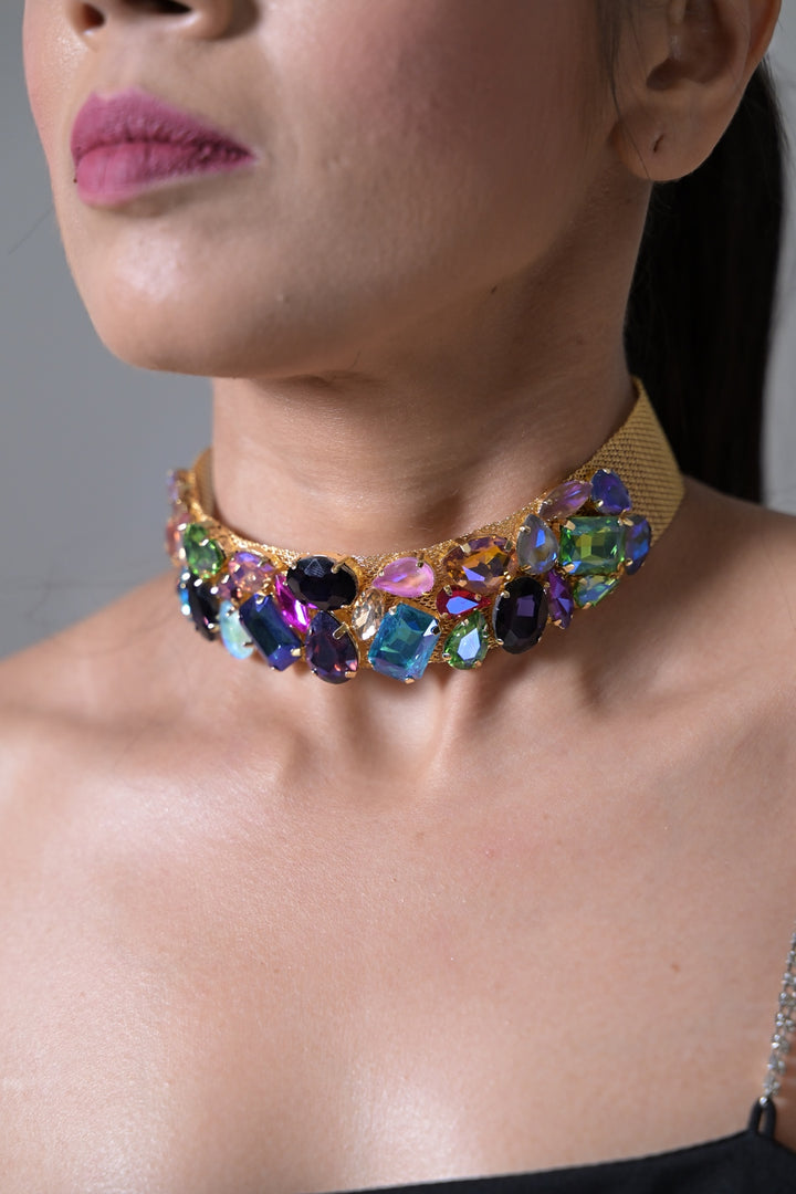 Gemstone Golden Club Choker Necklace