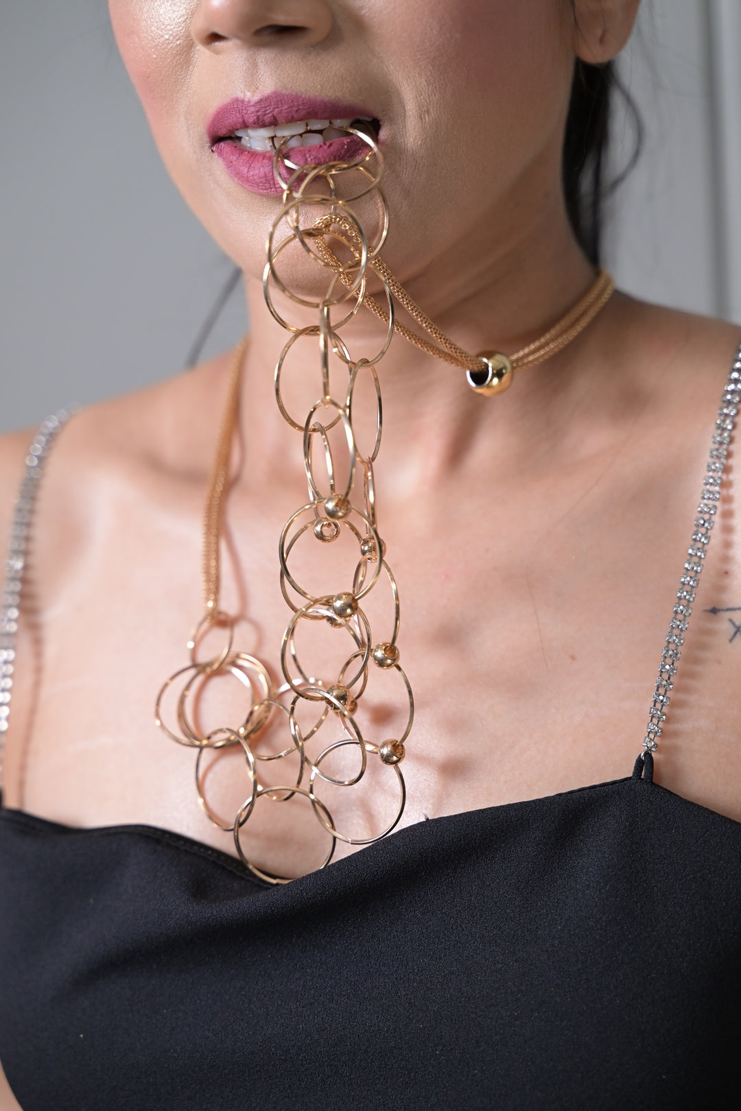 Resort Golden Rings Long Chain Necklace