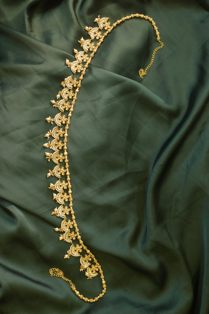 Damyanti Temple Golden Charms Pearl Drop Kamarbandh