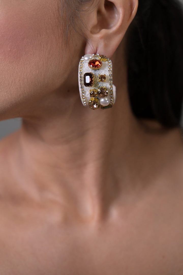 Solace Multicolored Gemstone Half Club Hoop Earrings