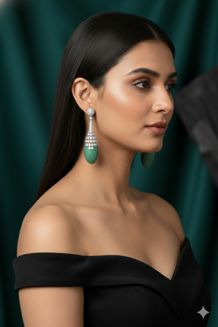 Dewdrops Oxidized Tassel Earrings