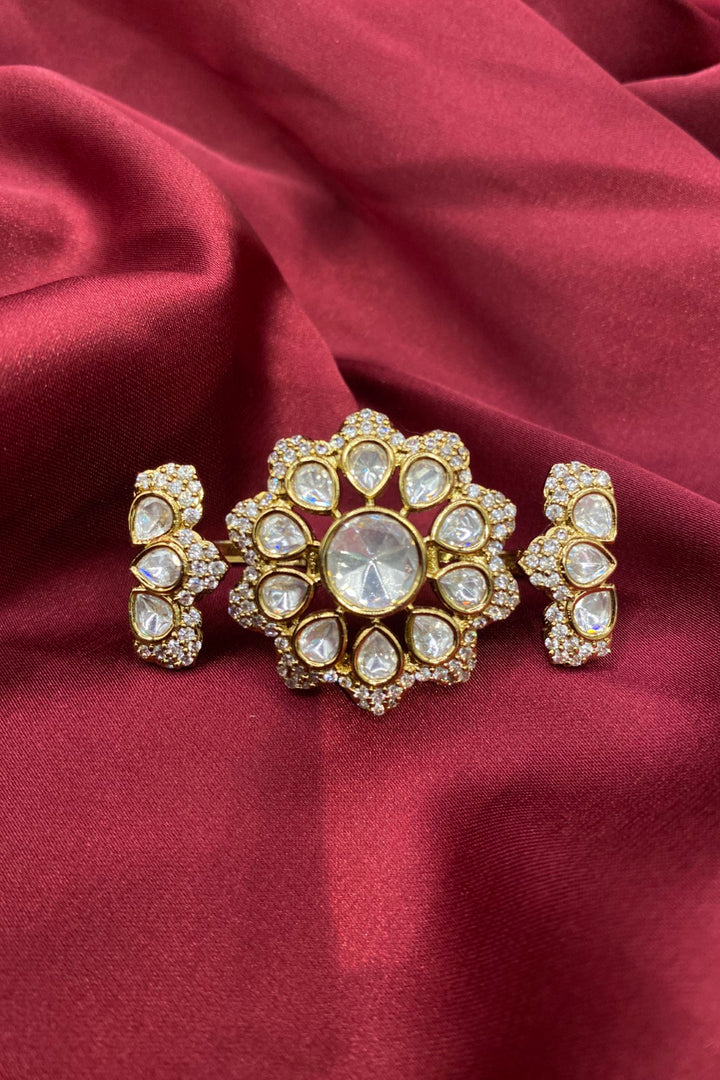 Trikamal Heritage Polki Double Band Ring