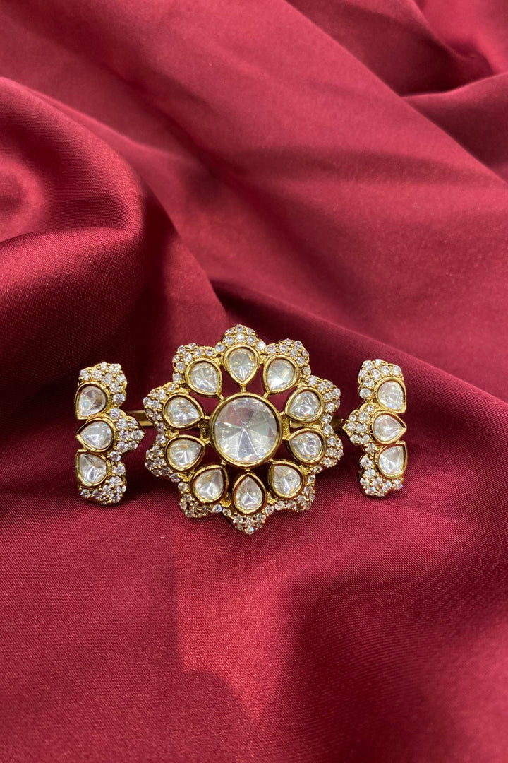 Trikamal Heritage Polki Double Band Ring