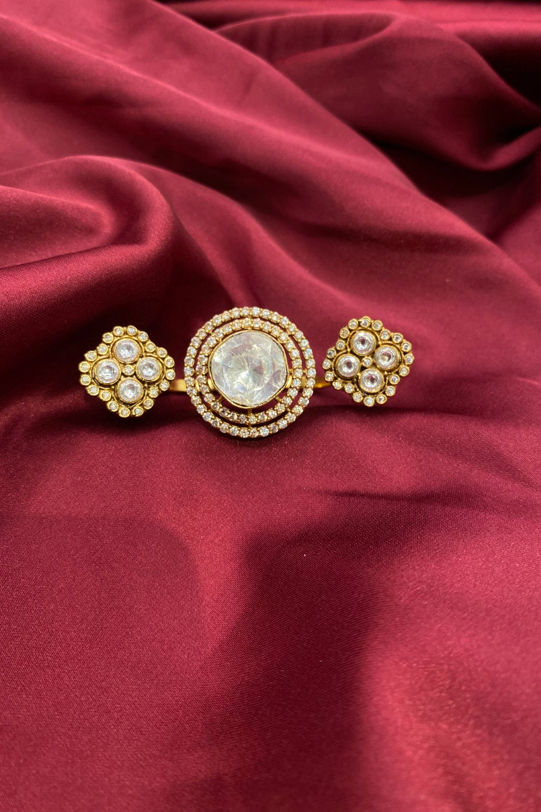 Gandhara Mehndi Polki Double Band Ring