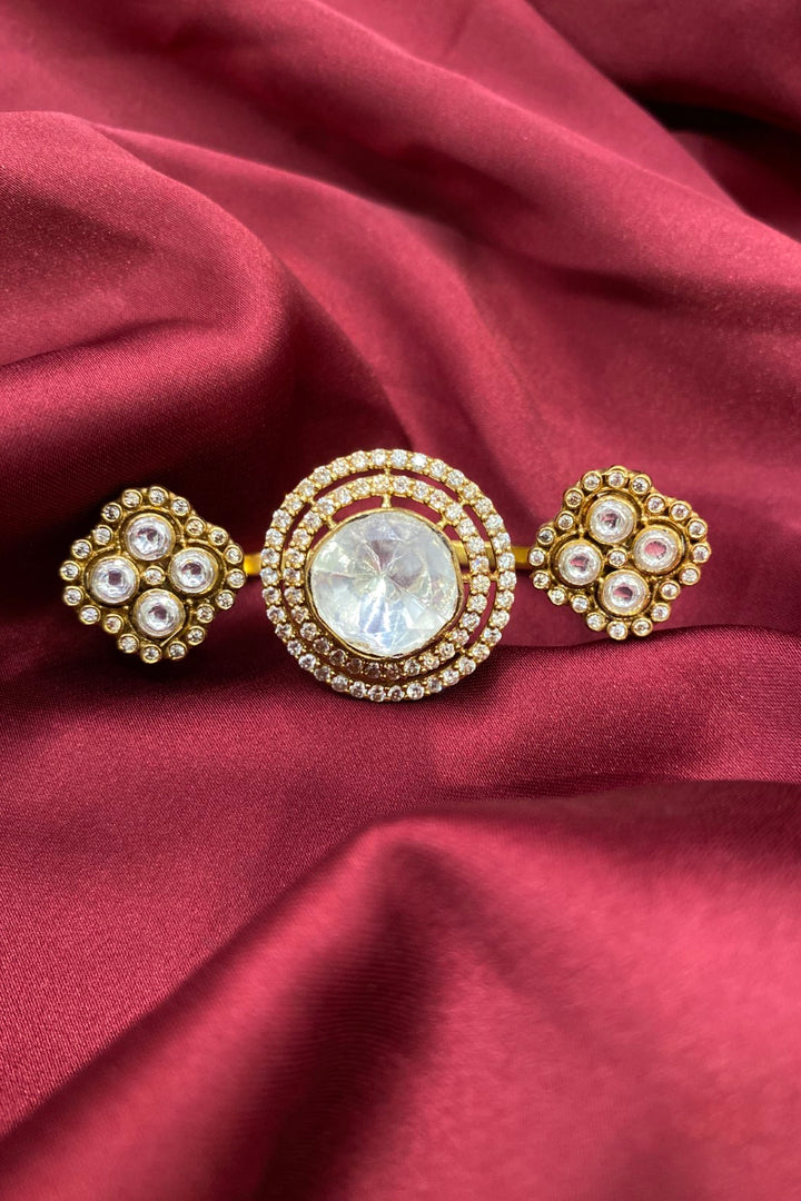 Gandhara Mehndi Polki Double Band Ring