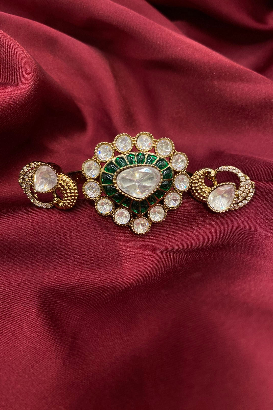 Maharani Vidushi Mehndi Three Finger Polki Ring