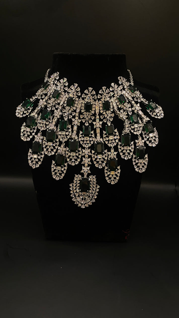 Rajwadi Statement Gemstone Cocktail Diamond Necklace