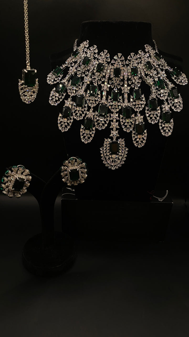 Rajwadi Statement Gemstone Cocktail Diamond Necklace