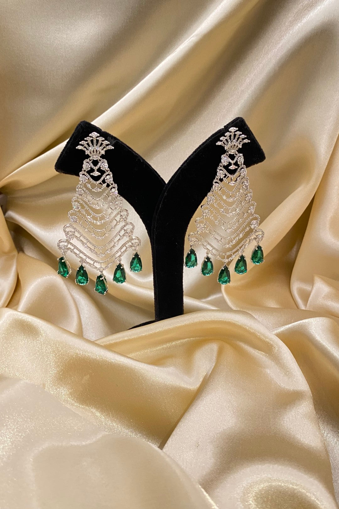 Love Diamond Tree Long Dangler Earrings