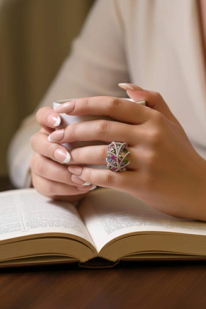 Krishna Multicolored Crisscross Band Ring