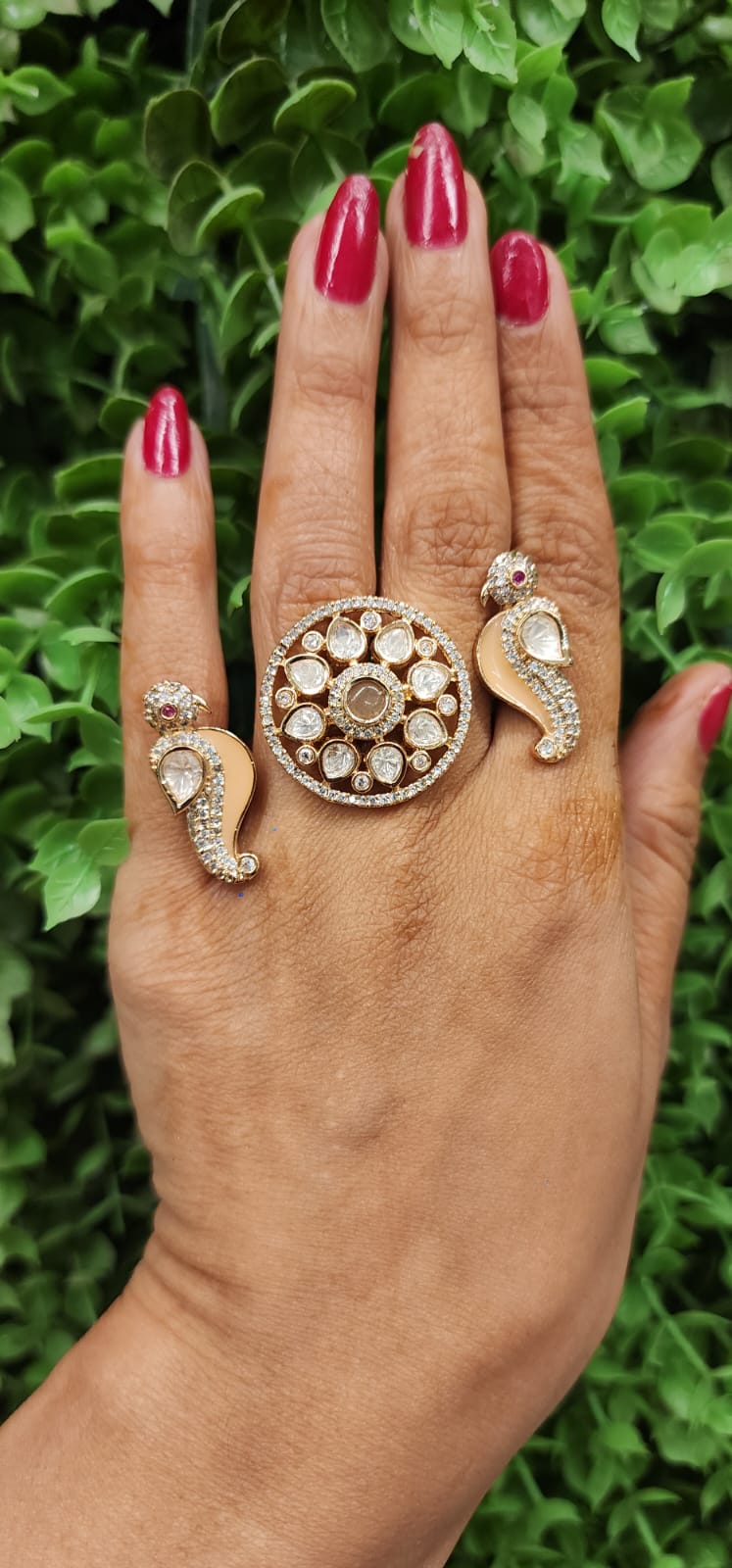 Mayuri Haldi Polki Three-Finger Ring