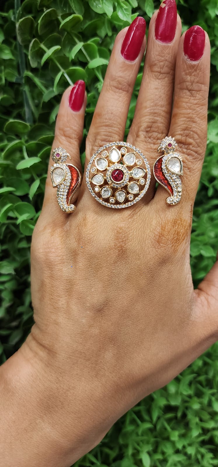 Mayuri Haldi Polki Three-Finger Ring