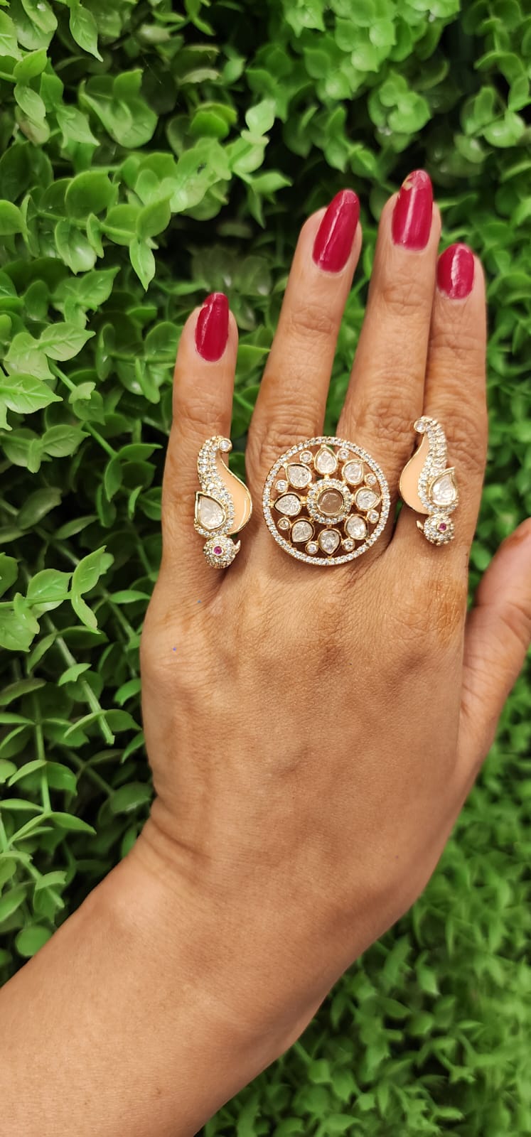 Mayuri Haldi Polki Three-Finger Ring