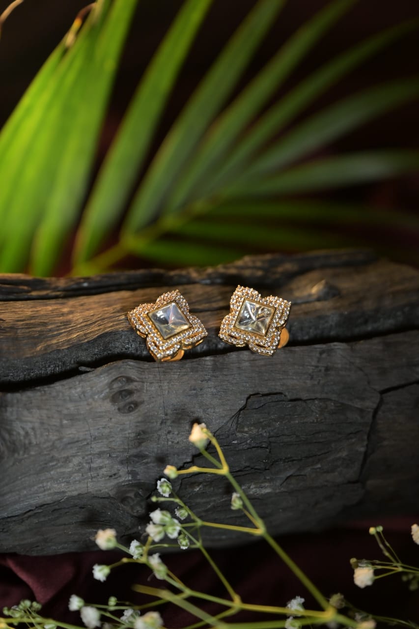 Brinda Kundan Square Earrings