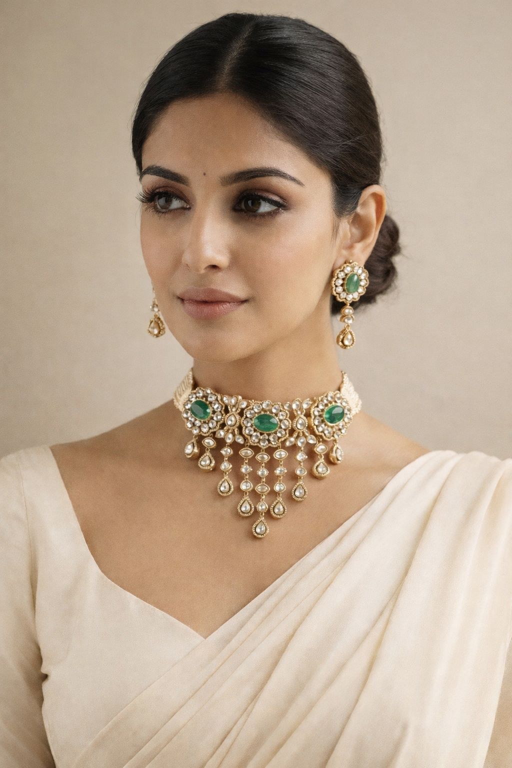 Kanaki Royal Oxidized Polki Choker Necklace