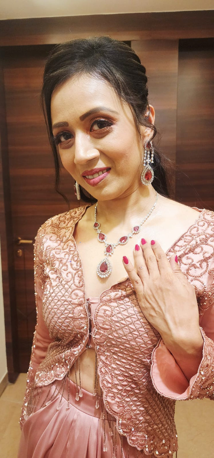 Nazakat Three Pear Shaped Diamond Cocktail Necklace