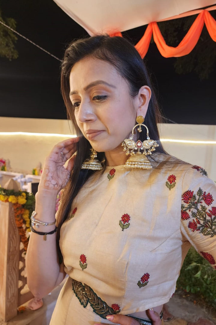 Bell Golden Jhumka Earrings