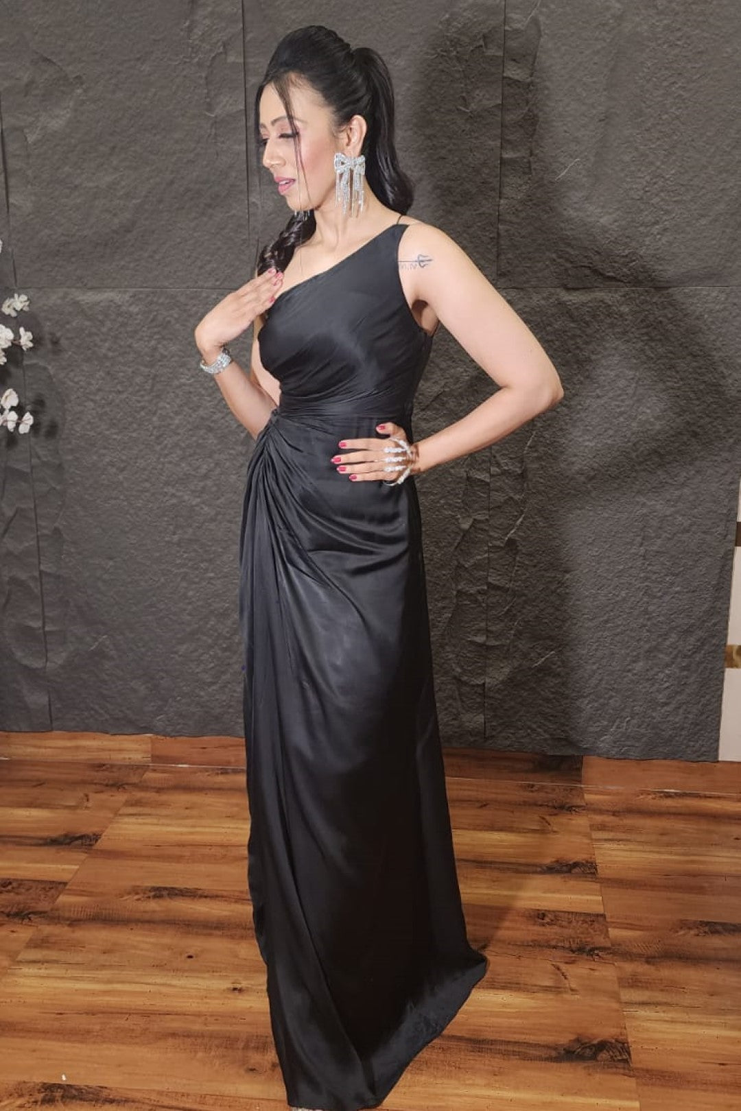 Ribbon Diamond Tassel Earrings