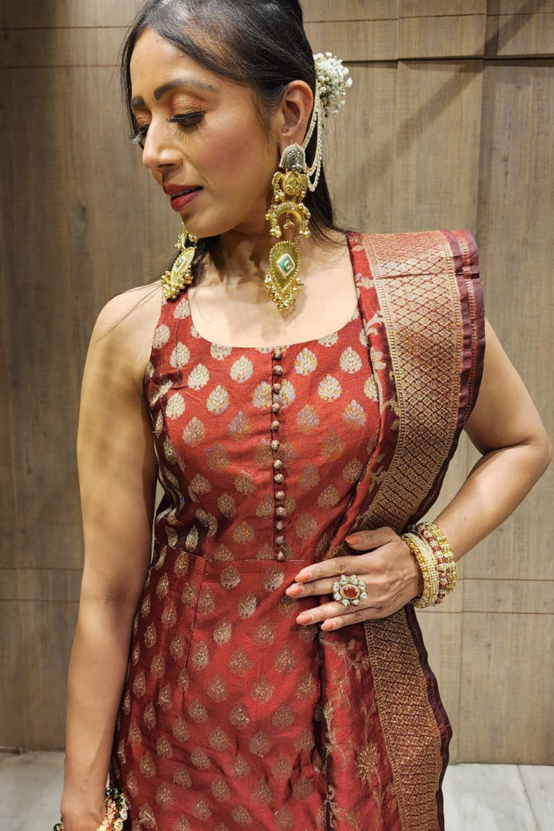 Vishnu Golden Chandelier Earrings