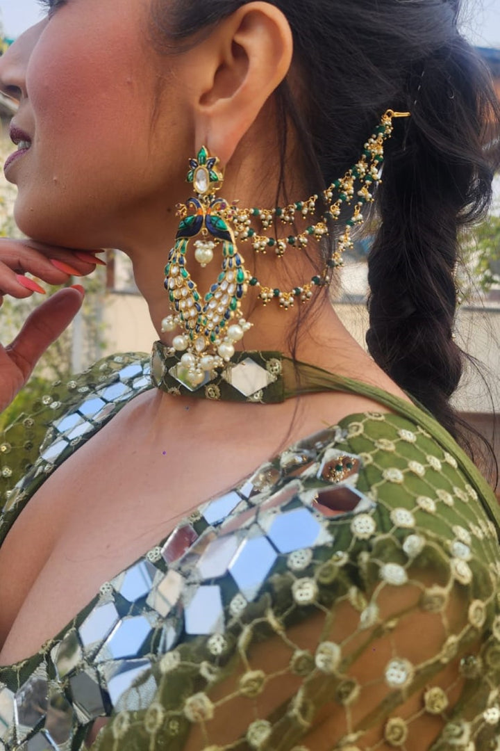 Morni Kundan Pearldrop Earrings