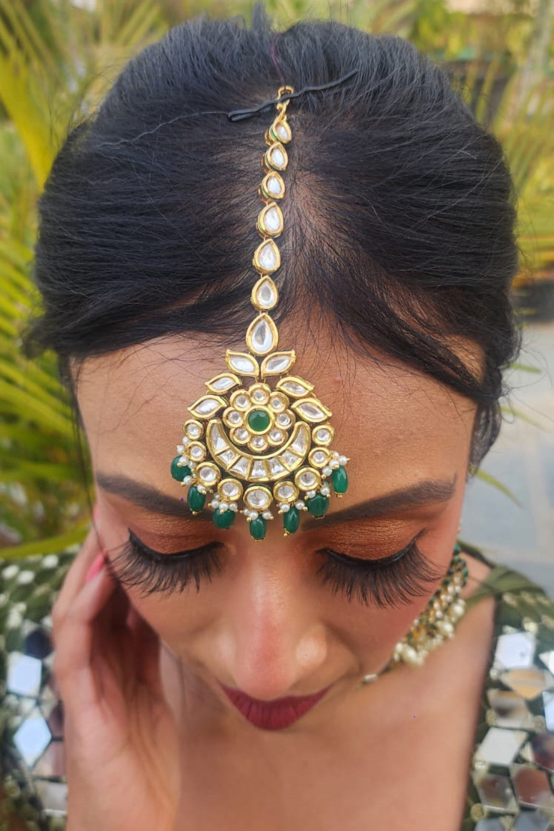 Noorjahan Bridal Kundan Gemstone Drop Maangtika