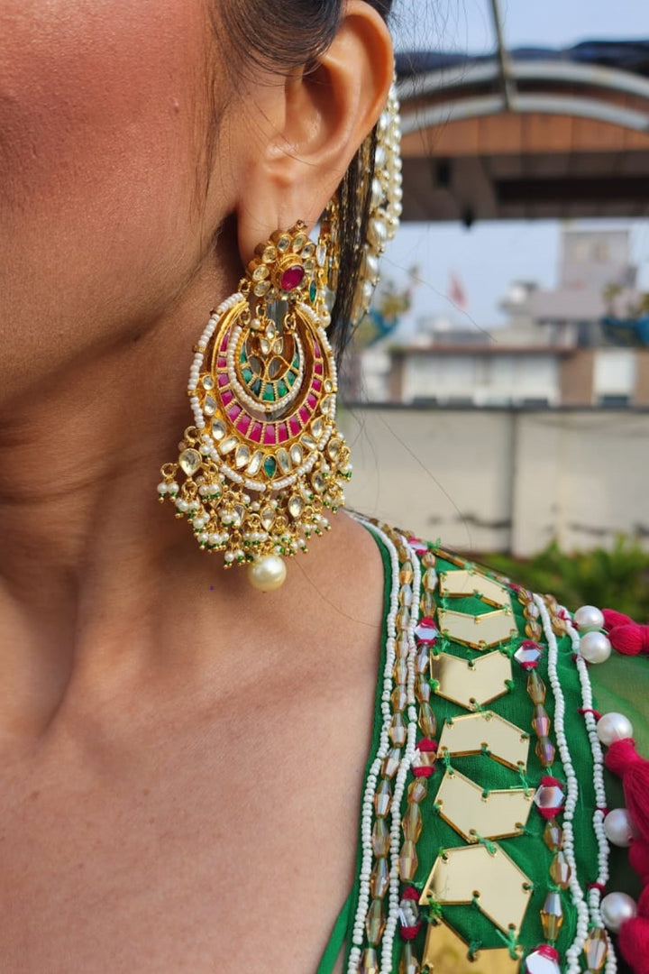 Heer Traditional Multicolored Chandbali Earrings