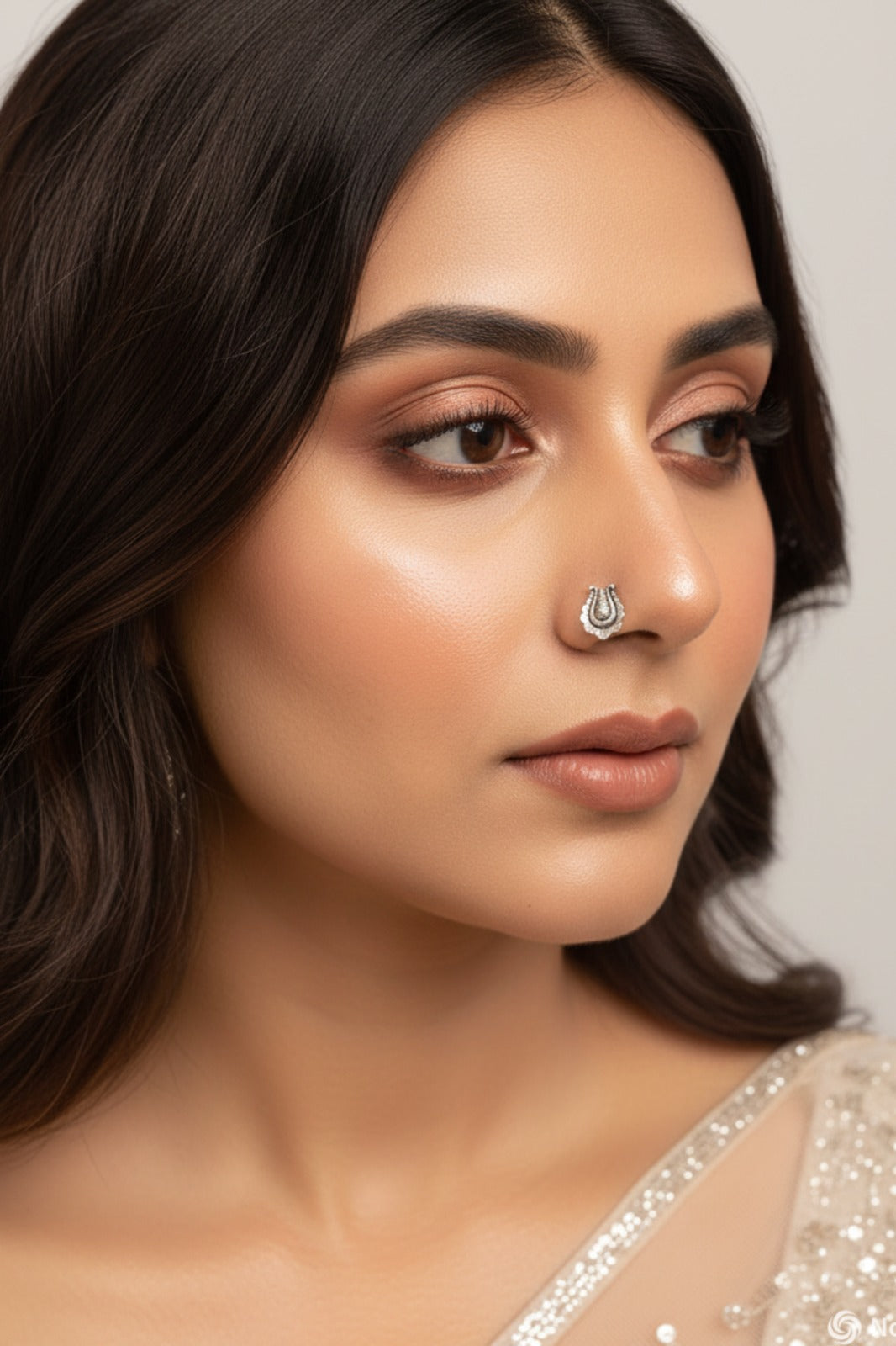 Megha Oxidized Silver Nosering