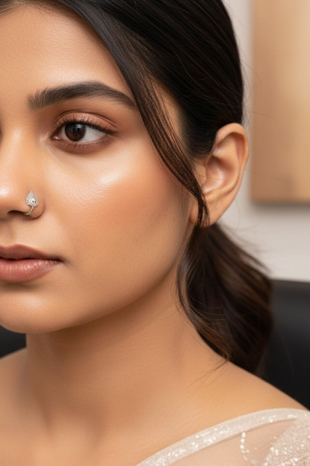 Megha Oxidized Silver Nosering