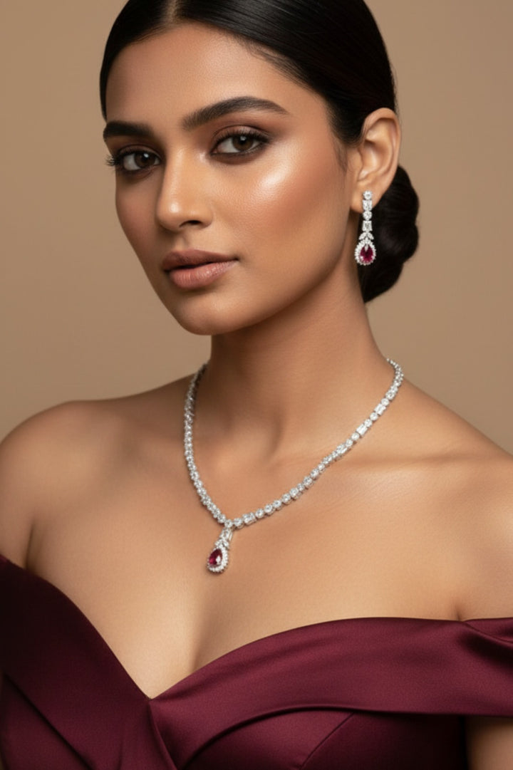 Ramyah Ruby Pendant Diamond Necklace