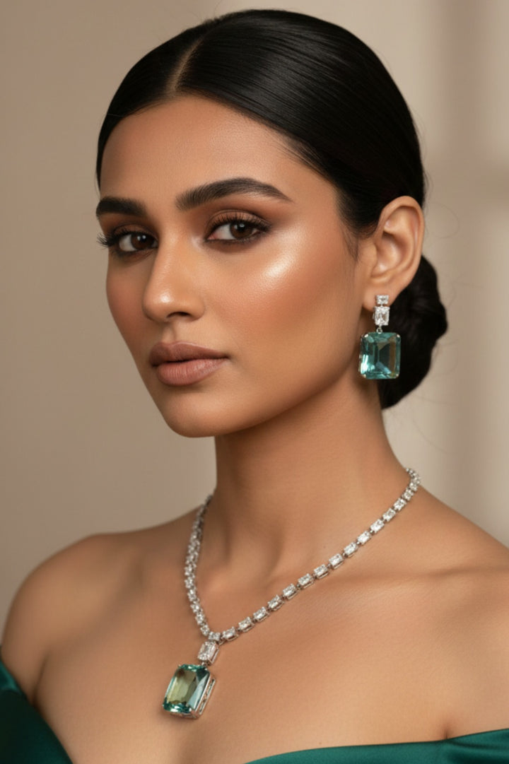 Anarkali Elegance Square Pendant Diamond Necklace