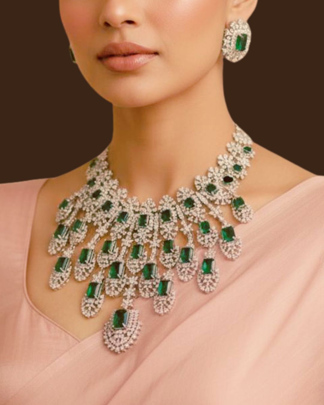 Rajwadi Statement Gemstone Cocktail Diamond Necklace
